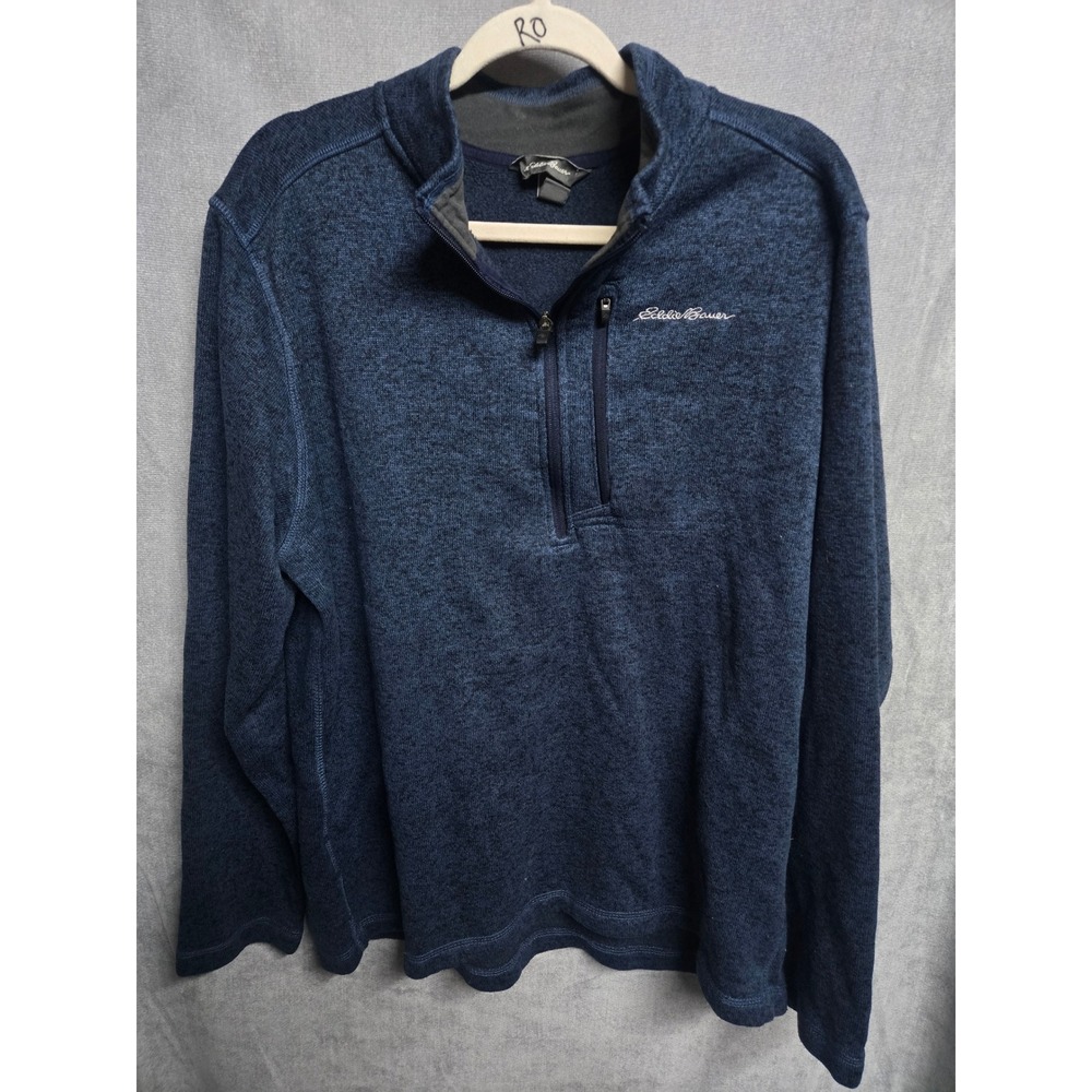 Eddie Bauer Mens XXL Blue Heathered Quarter Zip Fleece Pullover EM31LK112